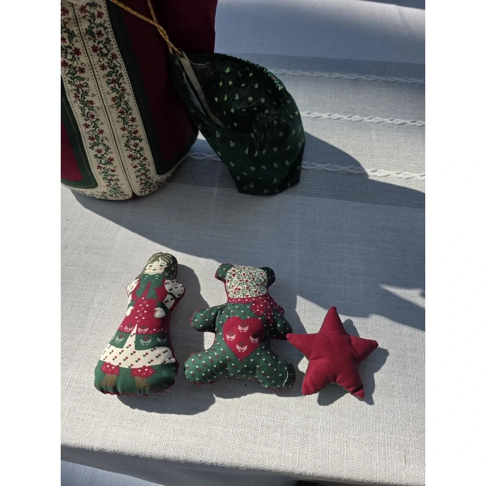 VTG Folk‎ Art Cloth Santa Figure Handmade Fabric Christmas Decor Primitive Gifts